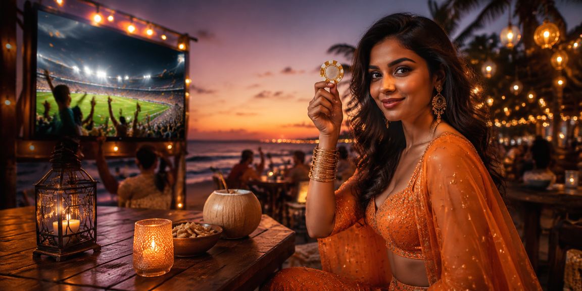 Goa beach with entertainment and casino lights
