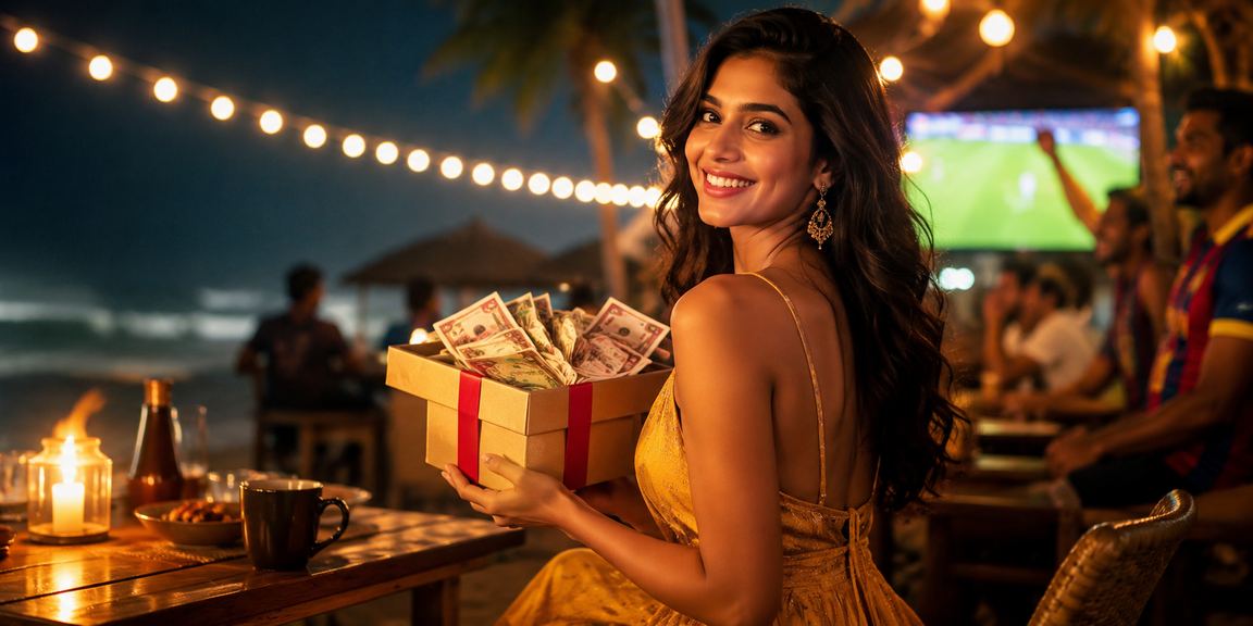 Scenic casino and beach in India